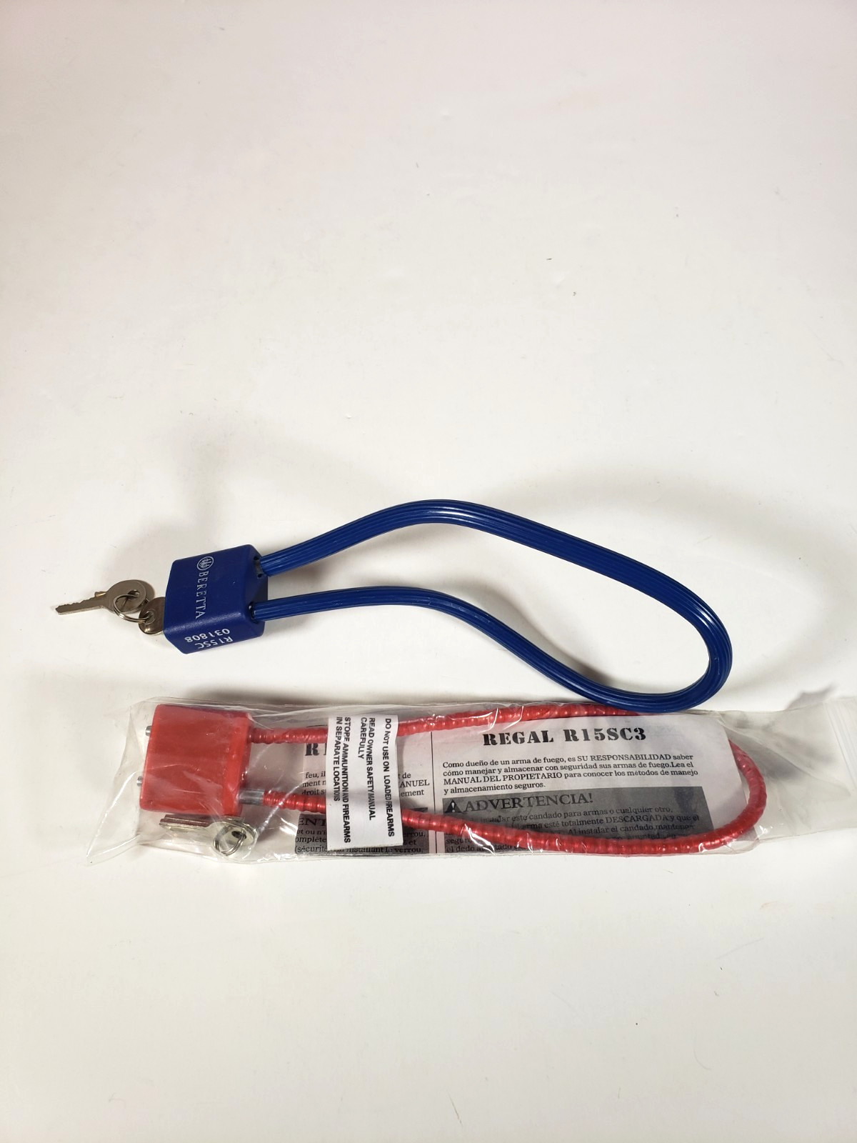 Lot of 2 Beretta and Regal Firearm Gun Safety Cable Lock R15SC3 15" 2 Keys