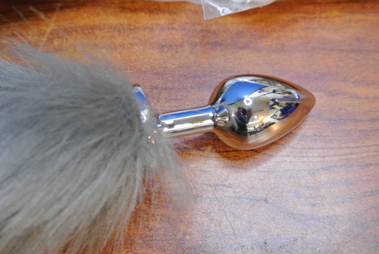 (10) Faux Fox Tail Plug Anal Butt Stopper Stainless Steel Adult Cosplay - Black