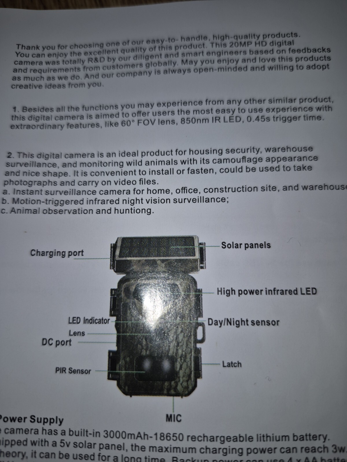 Solar Trailcam Open Box