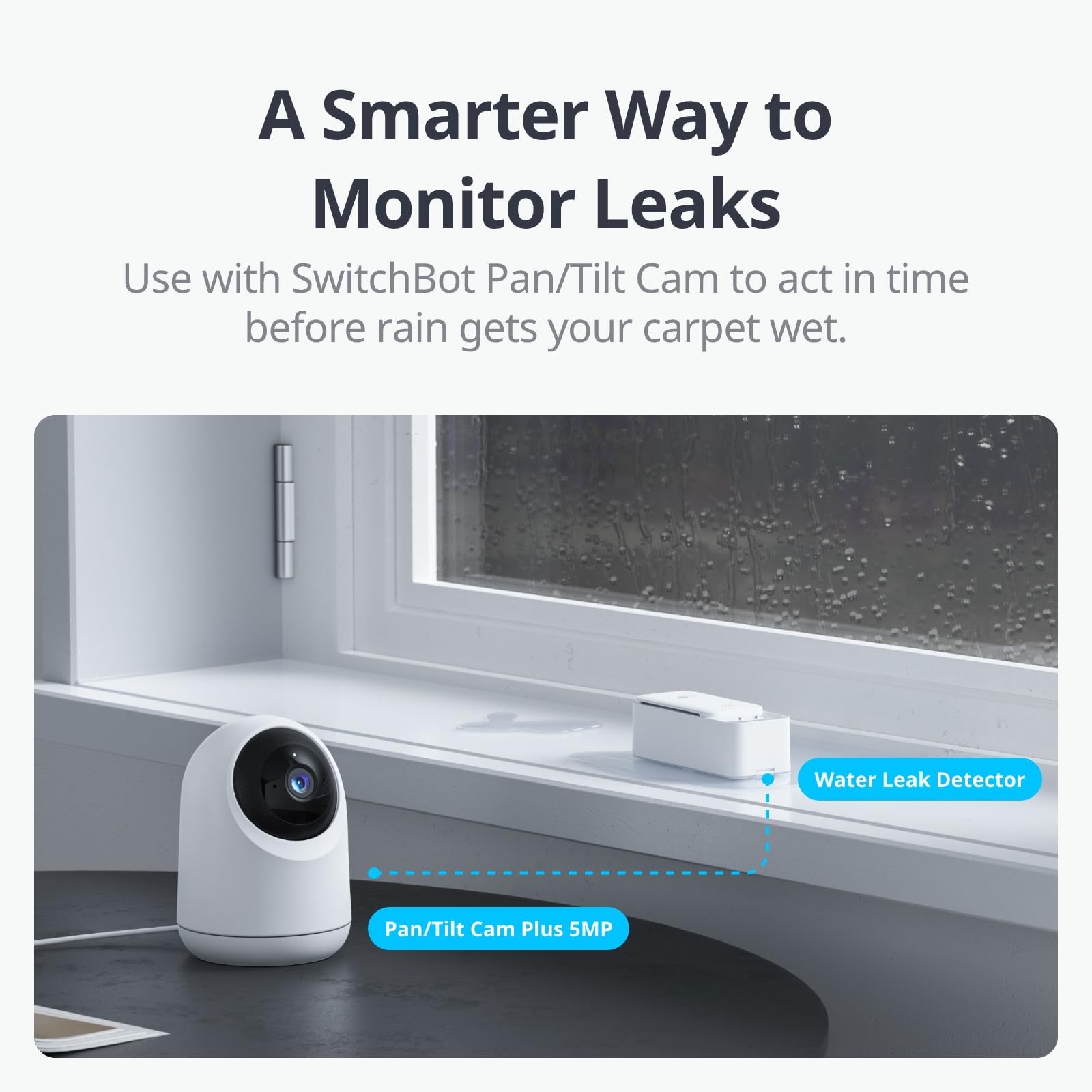 SwitchBot WiFi Water Sensor, Smart Leak Detector, 100dB White
