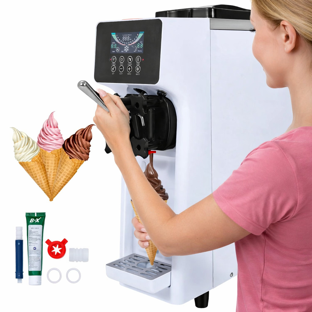 Commercial Ice Cream Machine Countertop Soft Serve Ice Cream Maker Touch Screen