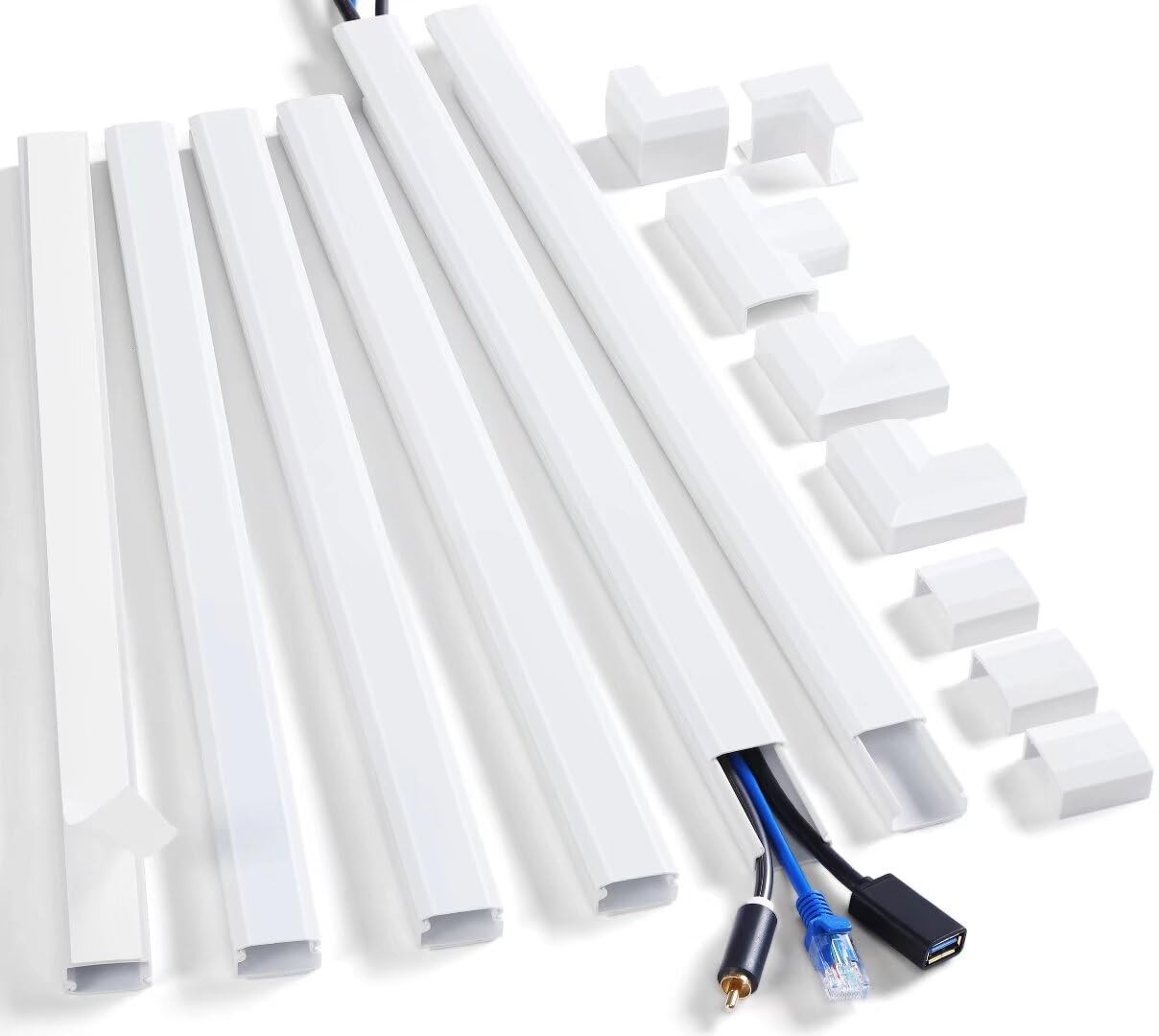 ZhiYo 94.5in Cord Cover Wall Kit, Hider M - 95in (6x L15.7in), White