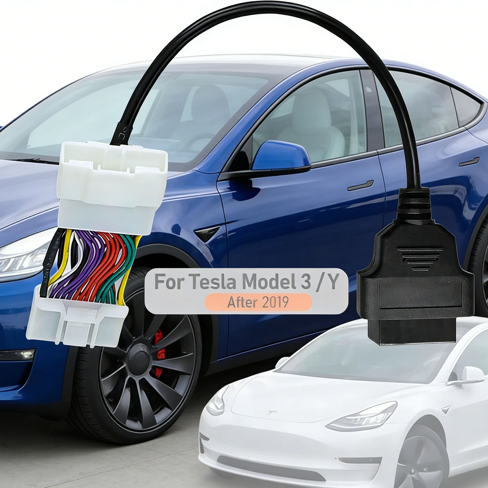 OBD2 Adapter Cable for Tesla Model 3/Y, 26 Pin to 16 Pin Diagnostic Connector..