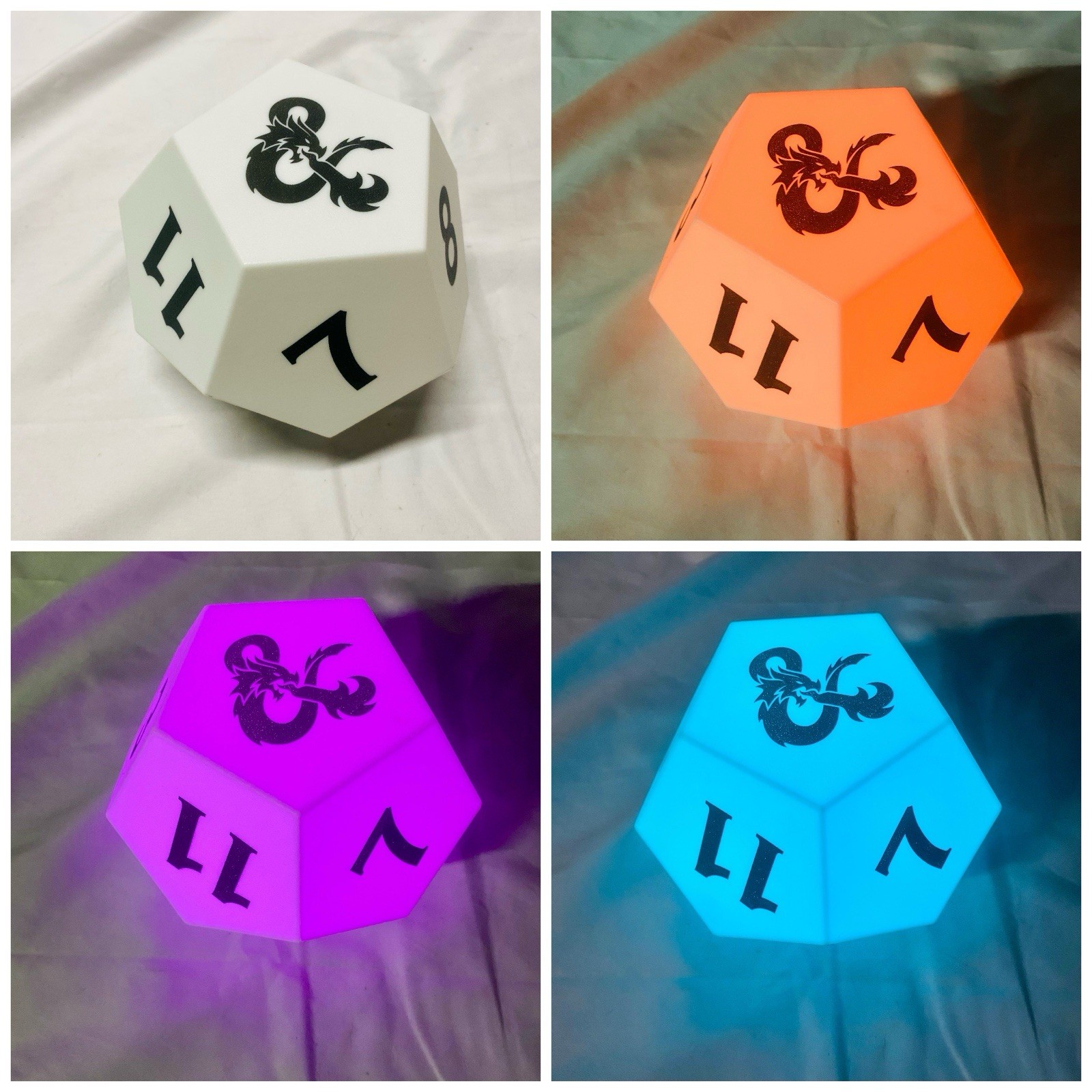 Rare 6” Dungeons & Dragons D&D LED D20 Night Light Up Die Dice Color Changing