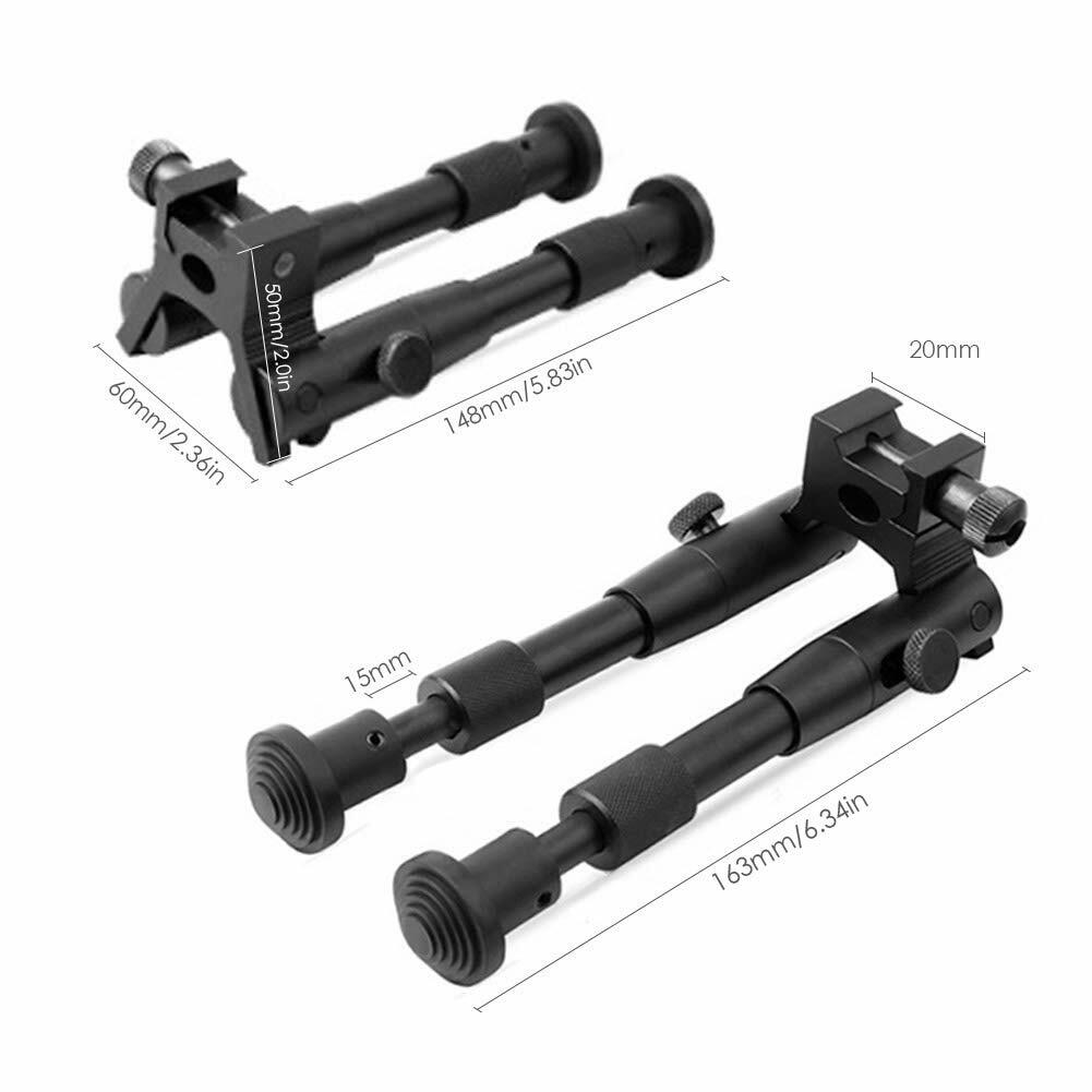 6 Inches Tactical Rifle Bipod Adjustable Spring Return 20mm Rail Adapter Mount