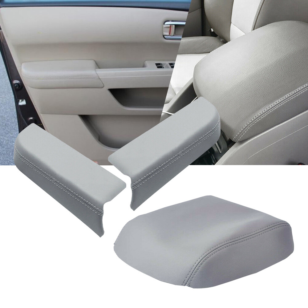 For 2009-2015 Honda Pilot Leather Front Door Panels & Console Lid Armrest Cover