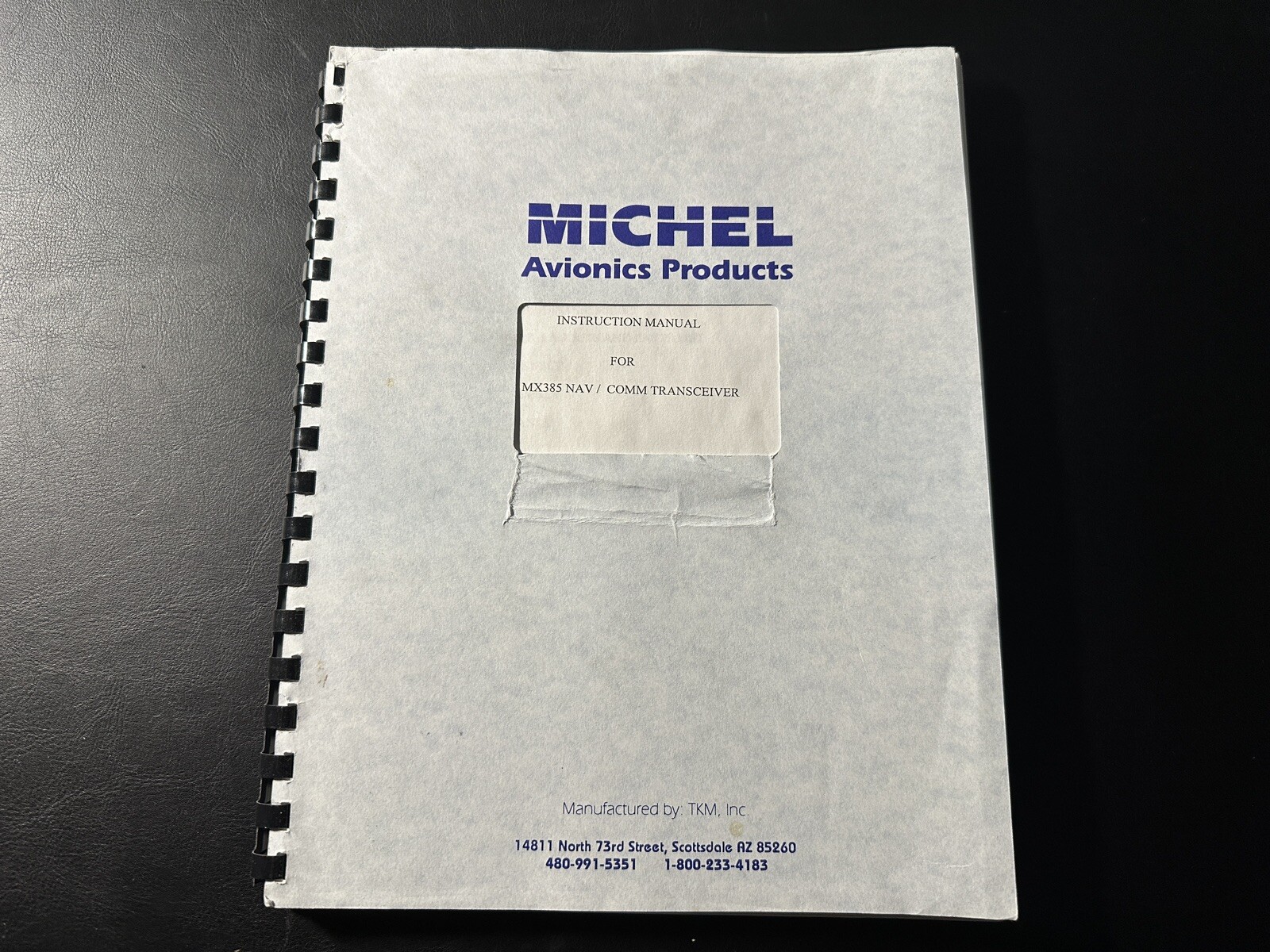 Michel Avionics Products MX385 Nav/Comm Transceiver Service/Parts Manual
