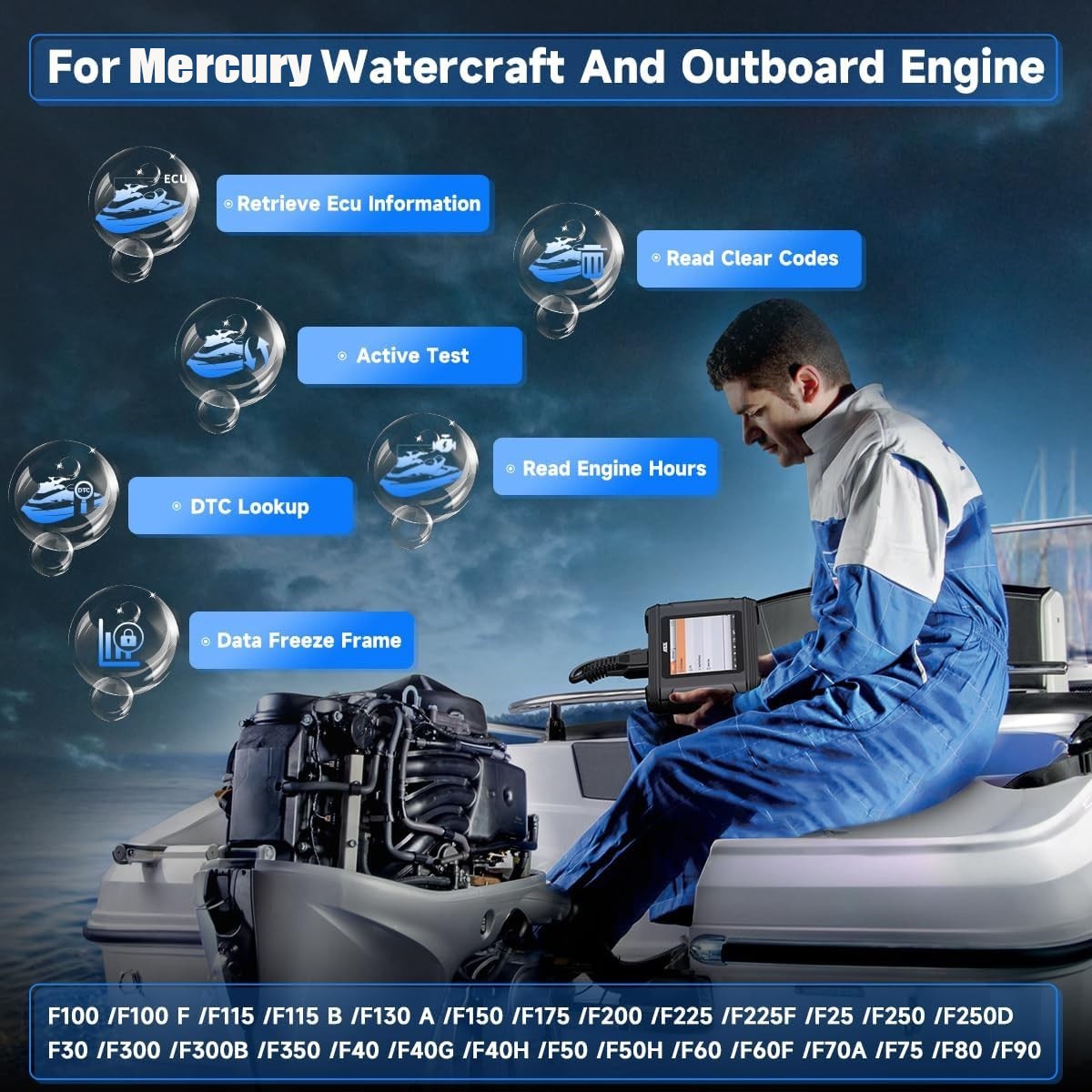 ANCEL MR500 Outboard Engine Marine Diagnostic Scanner For Mercury OBD Scan Tool