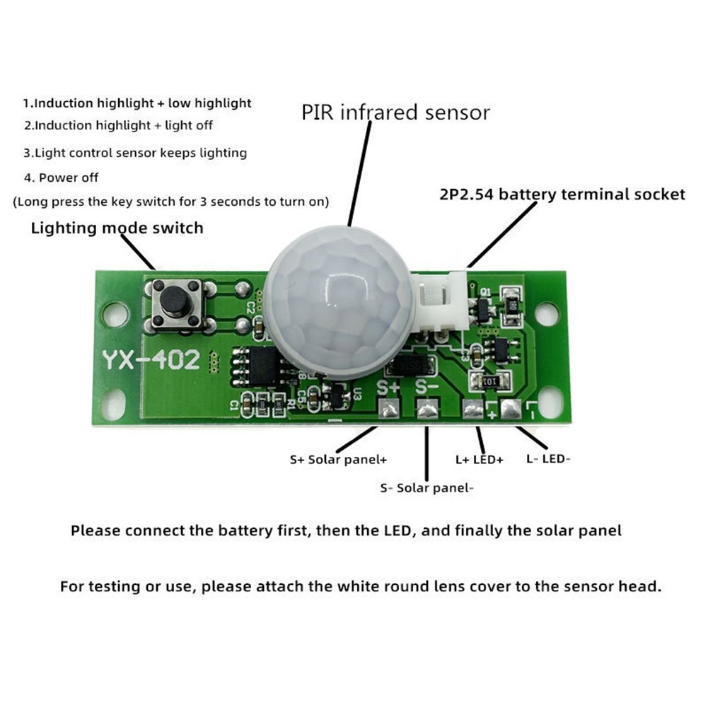 Solar Lamp Circuit Board with Motion Detection and Easy Mode Adjustment