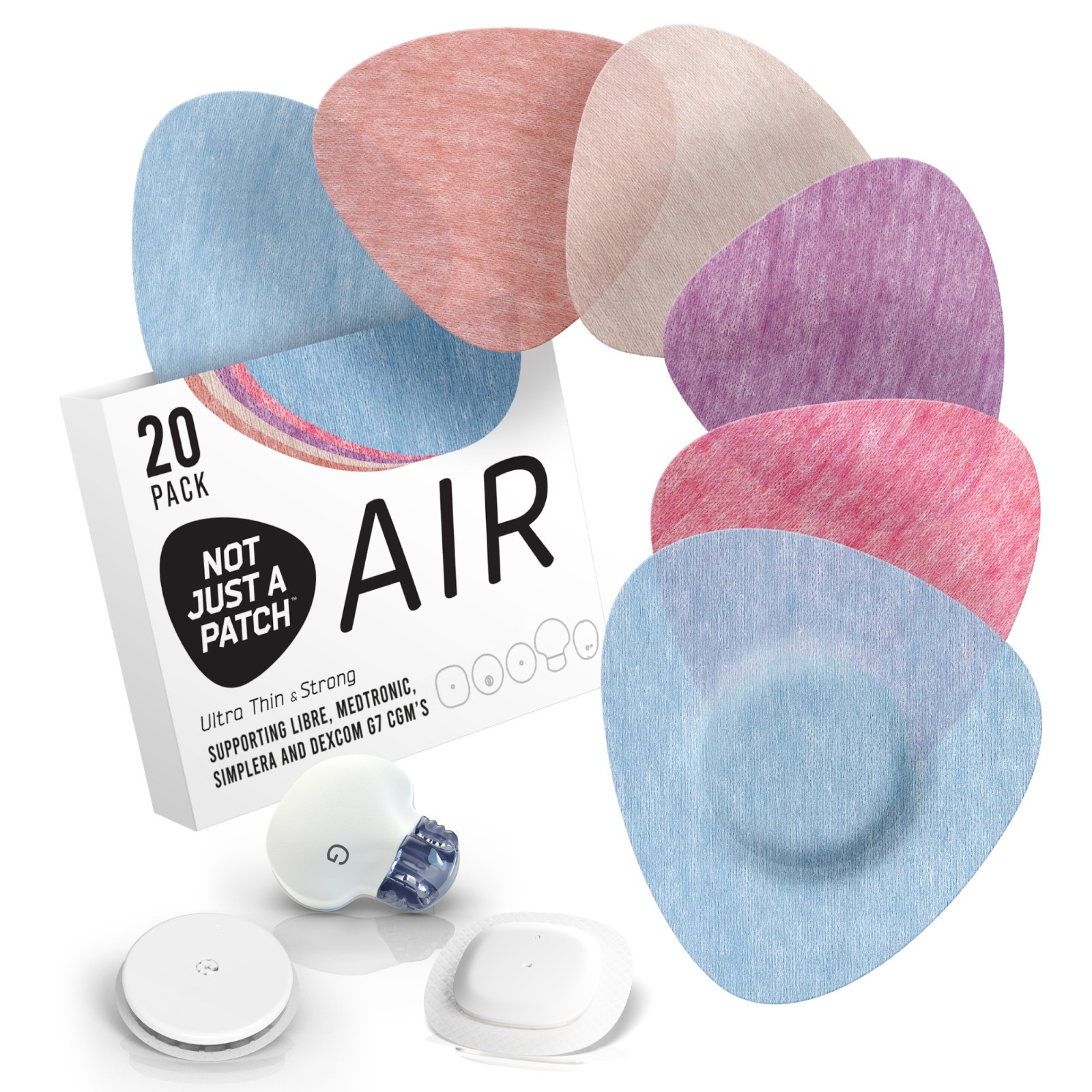 Not Just a Patch Air CGM Patches Libre & Dexcom G7 Cover Patch Multicolor 20 Pk
