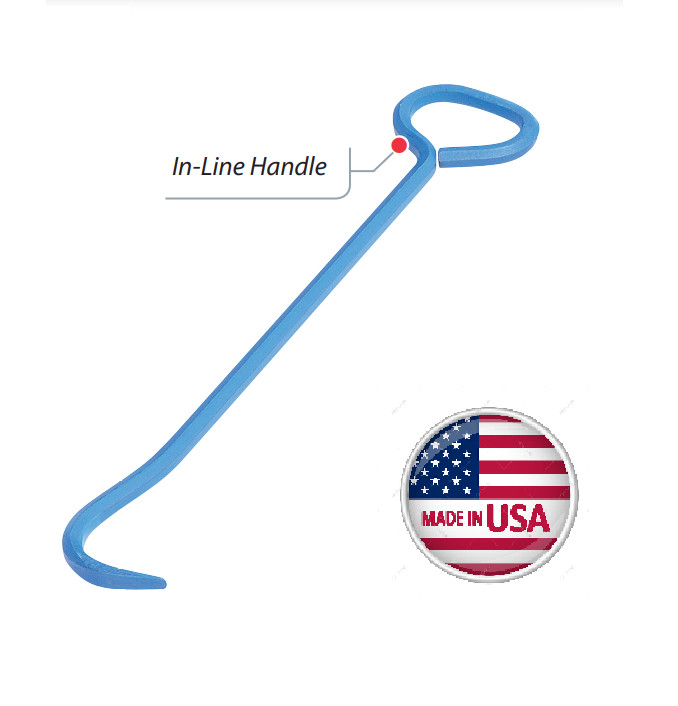 Manhole Cover Hook, 36" Solid Hex shape steel, Inline handle, Pointed tip, USA
