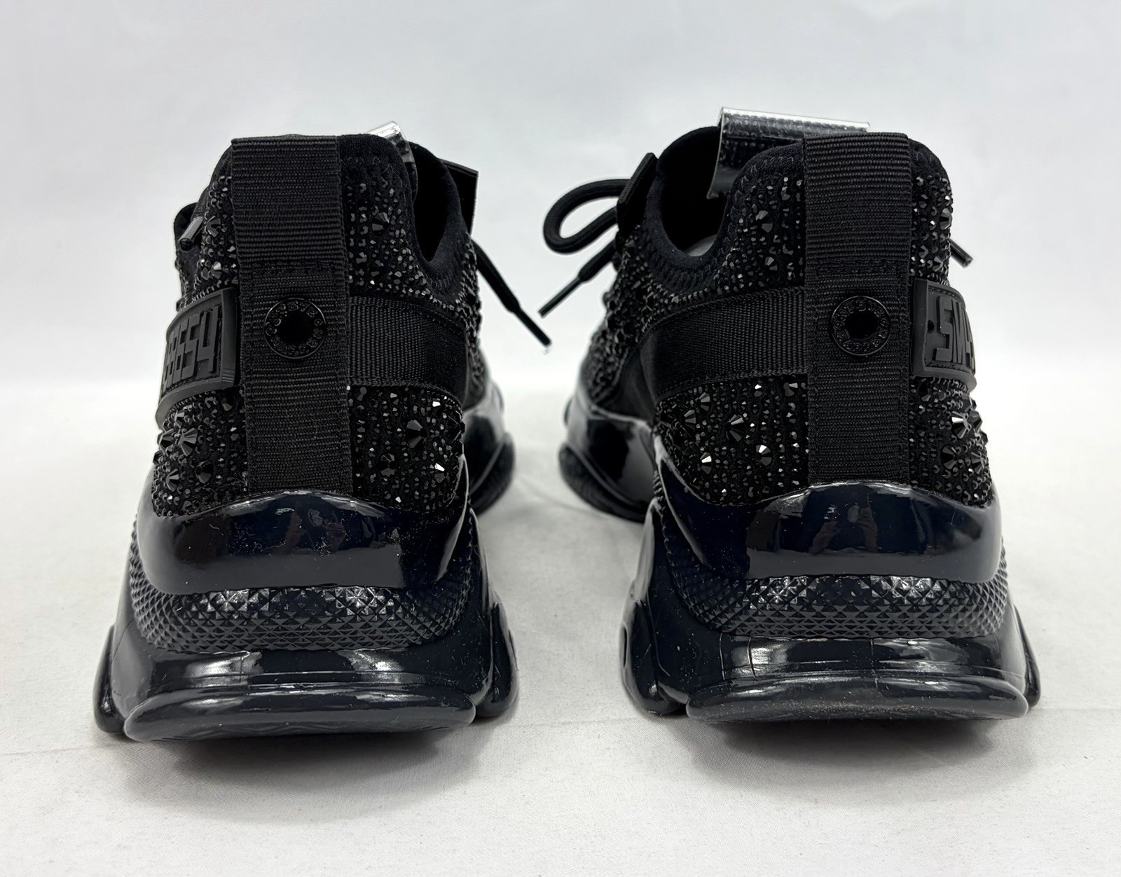 Steve Madden Maxima-R Black Rhinestone Sneaker Shoes Women's 6 NIB