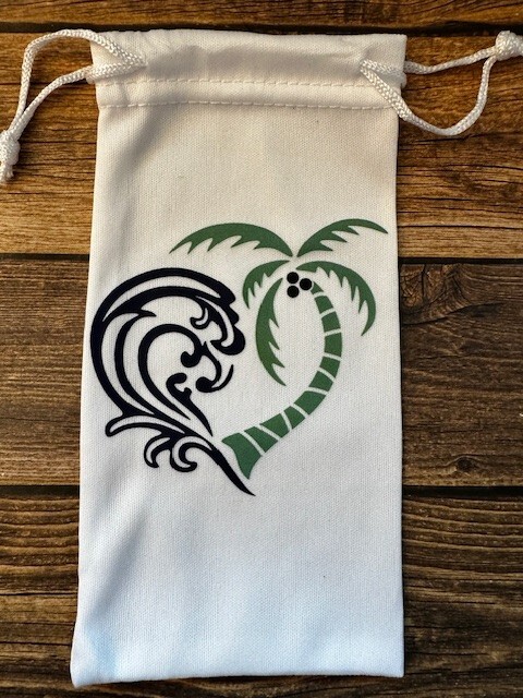 Soft Eye Sunglasses White Accessory Pouch Pull Top Portable Surf Palm Tree Wave
