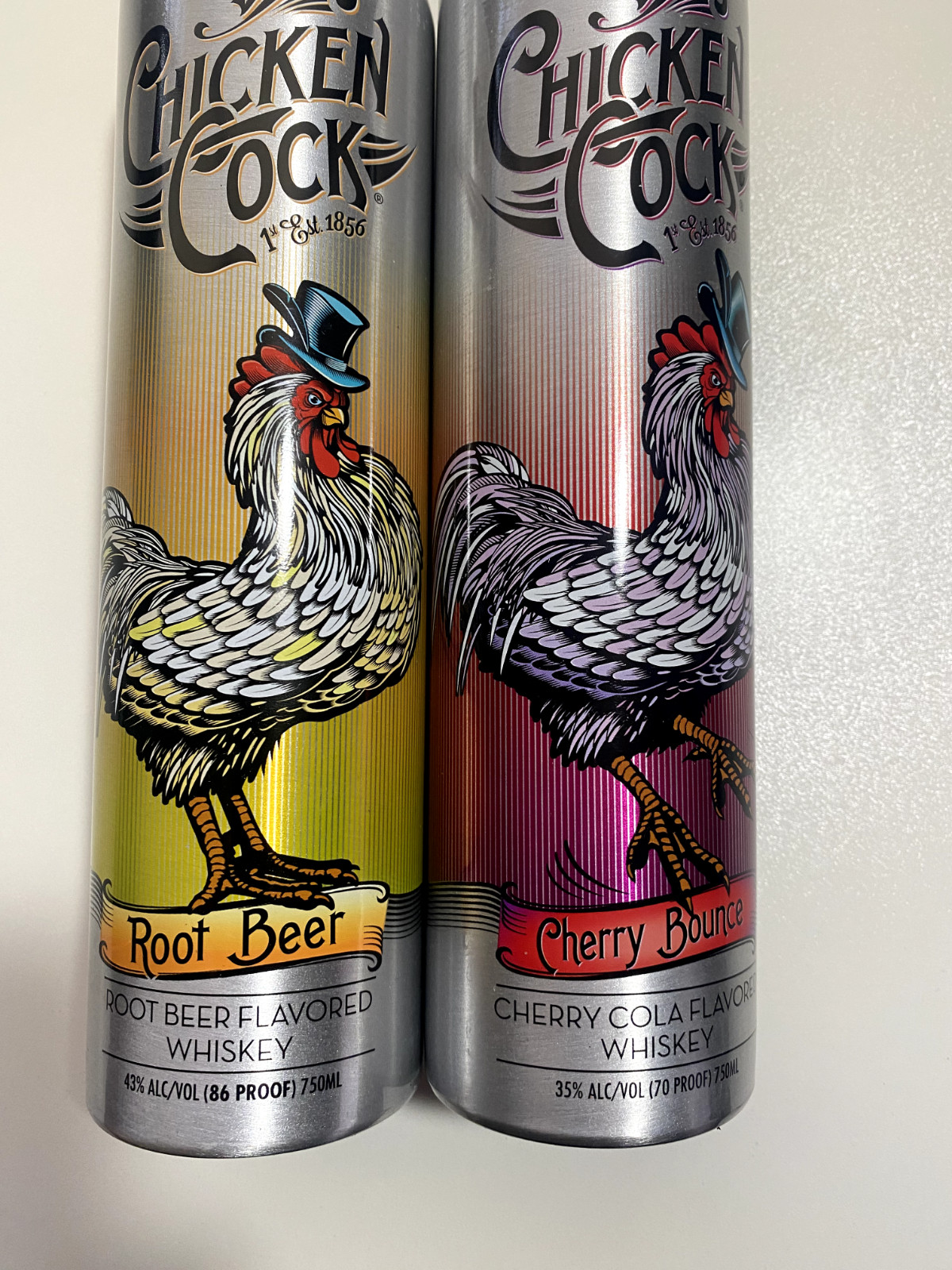 Chicken Cock Cherry Bounce & RootBeer Whiskey Chill Bottles Empty