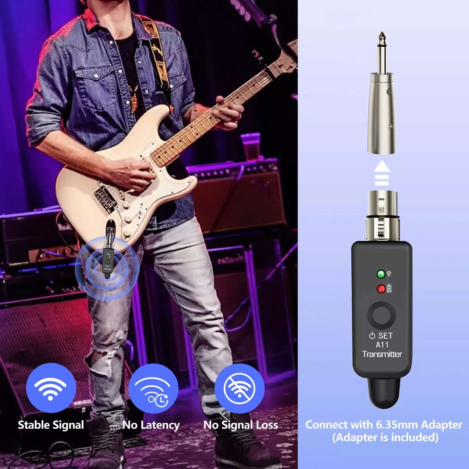 Microphone Transmitter&Receiver XLR Adapter 30M Stable Transmission Distance