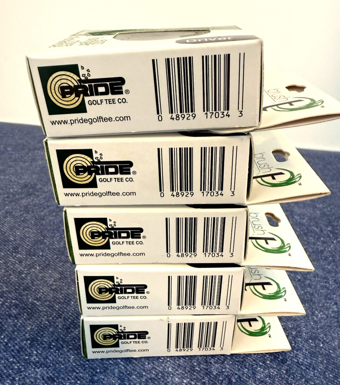 5 Packages ~ Brush T~ Driver ~ Golf Tees ~ 3 Tees Per Pack ~ New Old Stock
