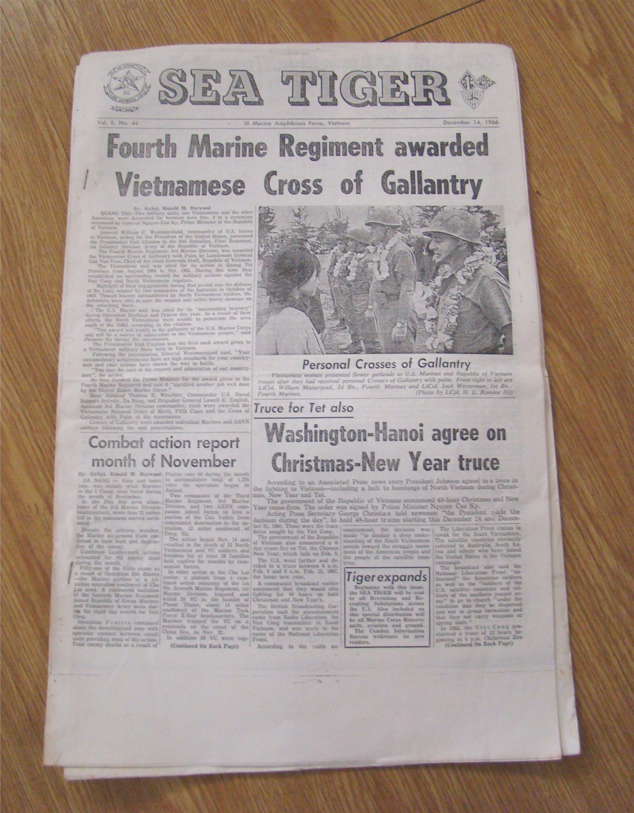1966 SEA TIGER Newspaper III Marine Vietnam 1990s REPRINT Vietnam War USMC
