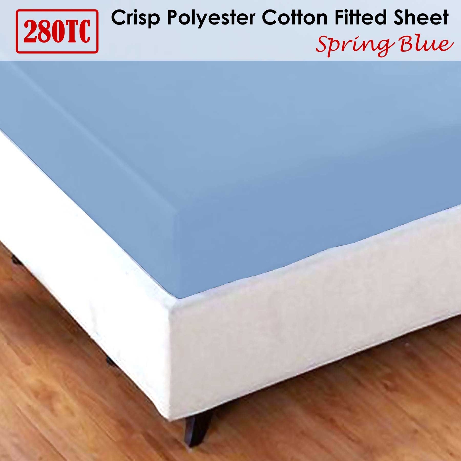 Crisp Polyester Cotton Fitted Sheet Spring Blue by Jason