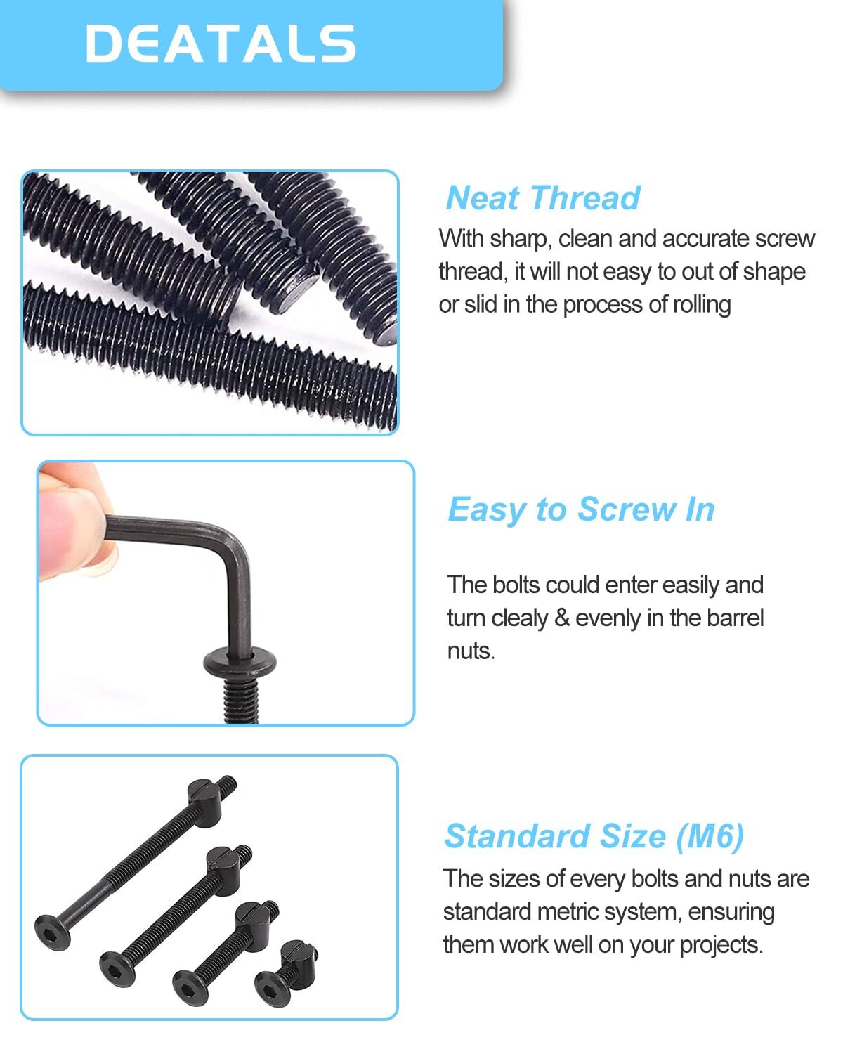 Crib Screws Hardware Replacement Kit - 16 Set Baby Bed Frame Bolts,Barrel Nut...