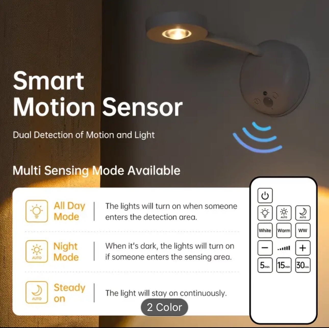 Motion Sensor Picture Light, 2 Pack Rechargeable Spotlight Battery Operated, LED