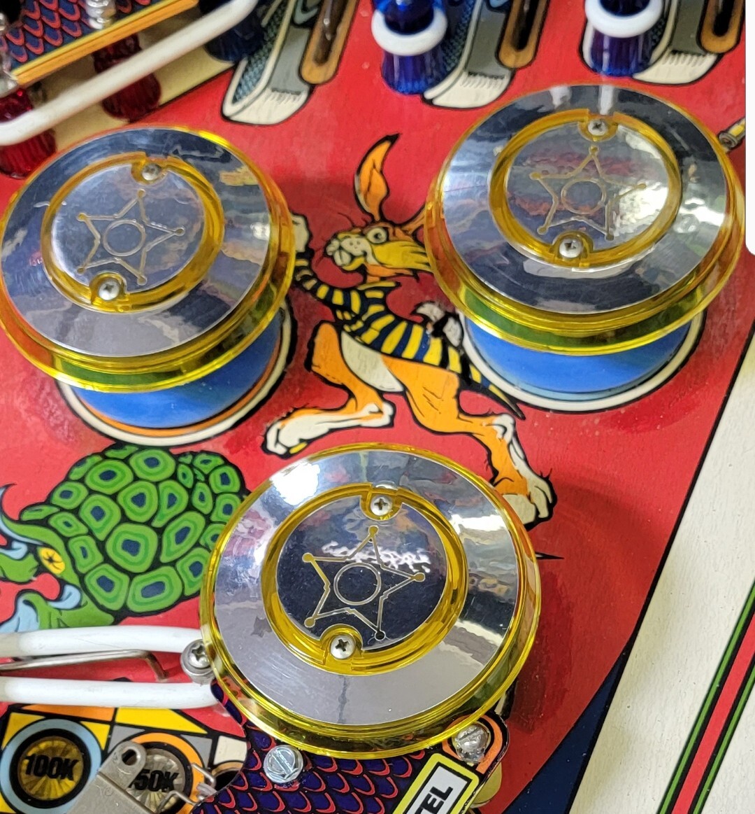 POLICE FORCE CHROME PINBALL POP BUMPER DECALS from METAL-MODS CHROME CAPS