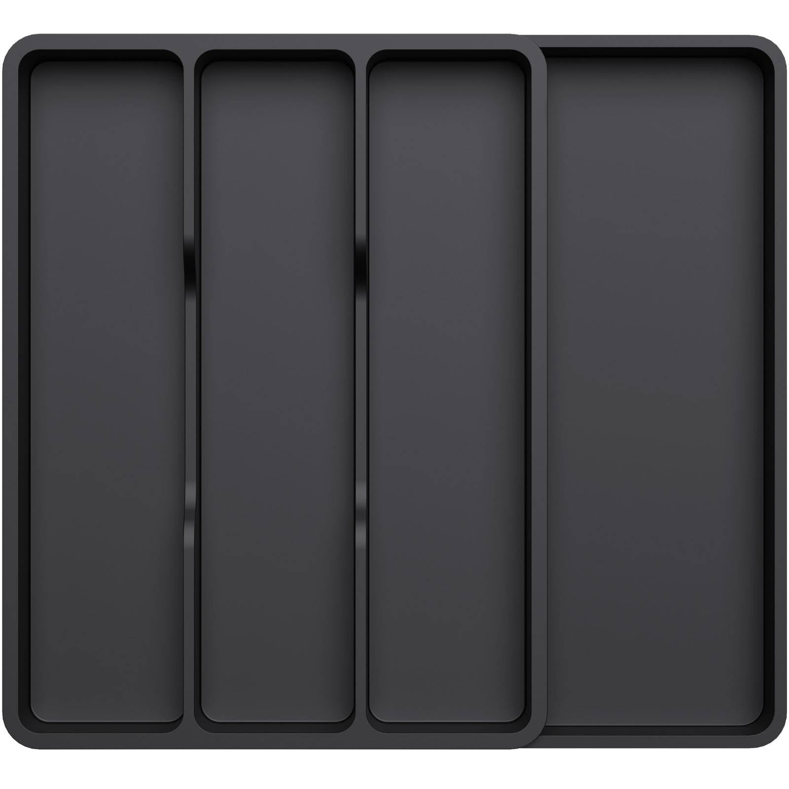 Lifewit Utensil Drawer Organizer, 17.3*15.8*1.8 inch (4 Slots), Black