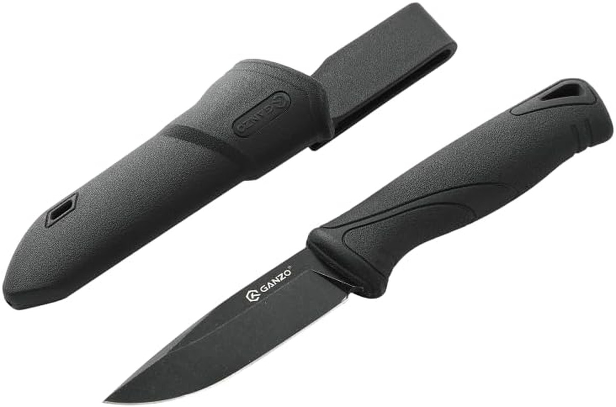 G807BW-BK Fixed Blade Knife 9CR14 Stainless Steel Black Stonewash Blade Ergonomi