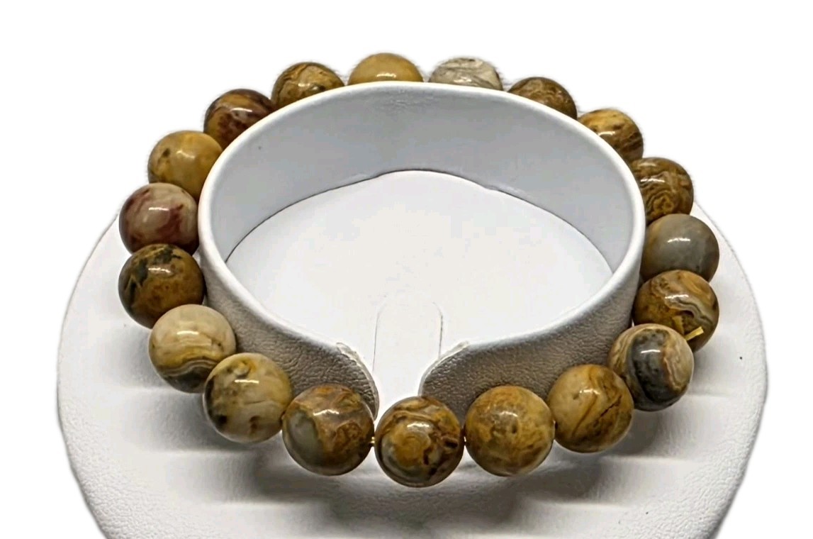 Jasper Bracelet 7"-8" On Power Cord 8 Mm Beads Hand Made