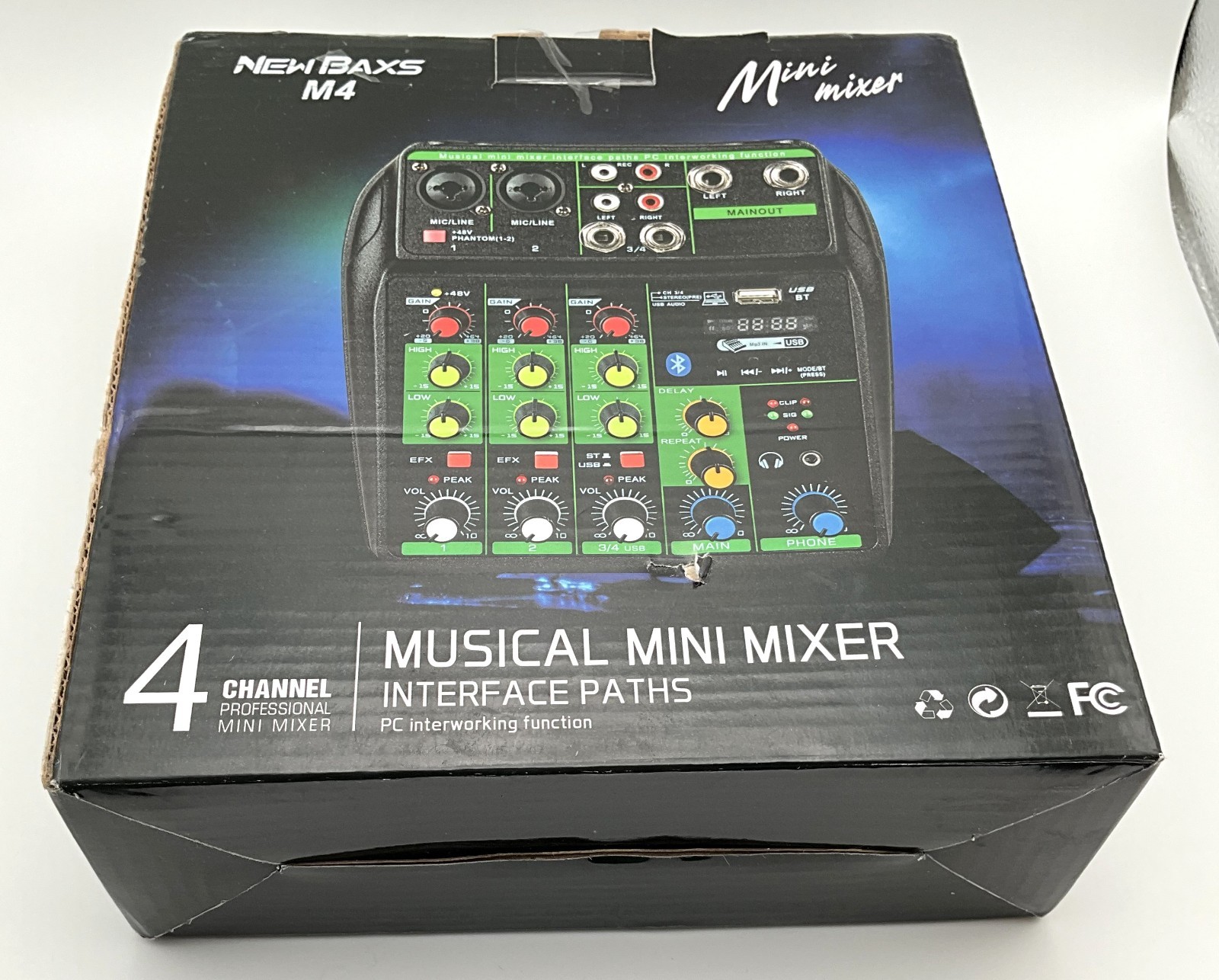 NEW BAXS M4 Professional Audio Mixer 4 Channel Audio Interface Sound Board