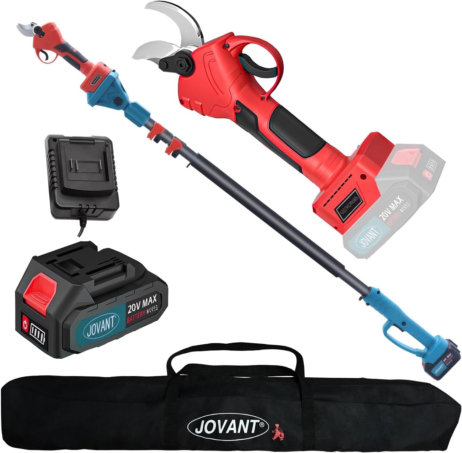 2-in-1 Cordless Pole Pruning Shears, Electric Pruning Shears with Pole, 20V 4.0A