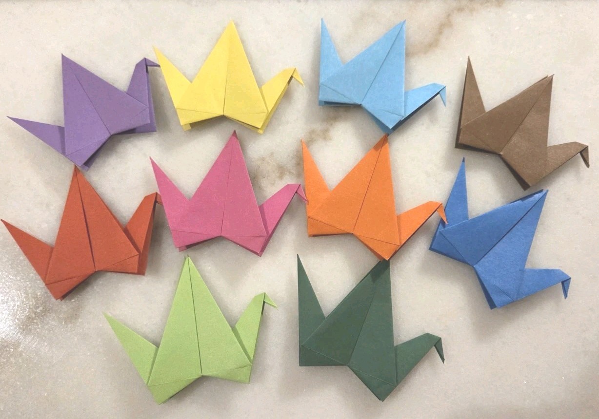 **1000** Mixed 10 Solid Colors 6" x 6" Handmade Wedding Paper Origami Cranes