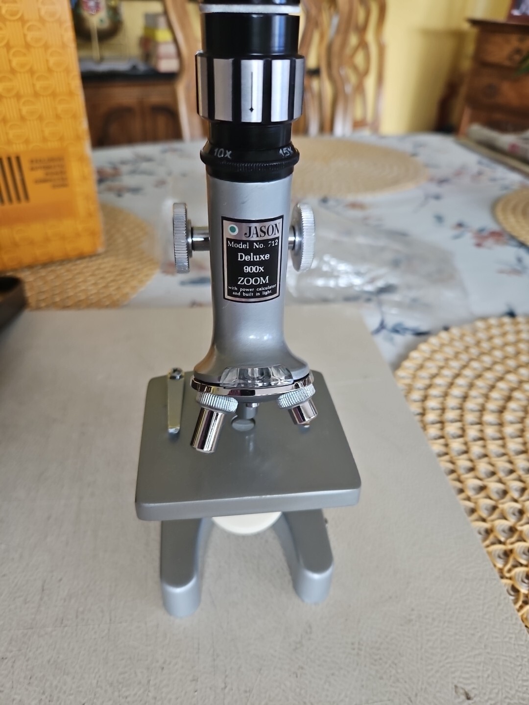 Jason 900x Zoom Microscope w/Case & Slides Model 712 Auto Power Computer Zoom