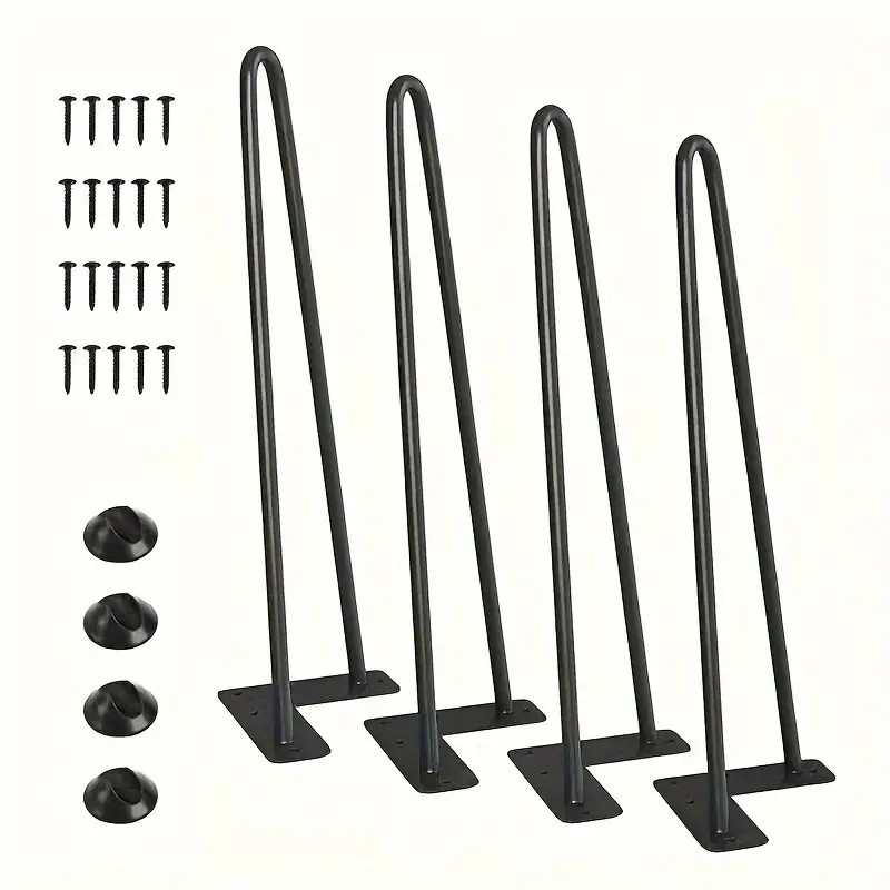 22 Inch Hairpin Legs Heavy Duty Black Metal Furniture Table Legs Set of 4 Modern