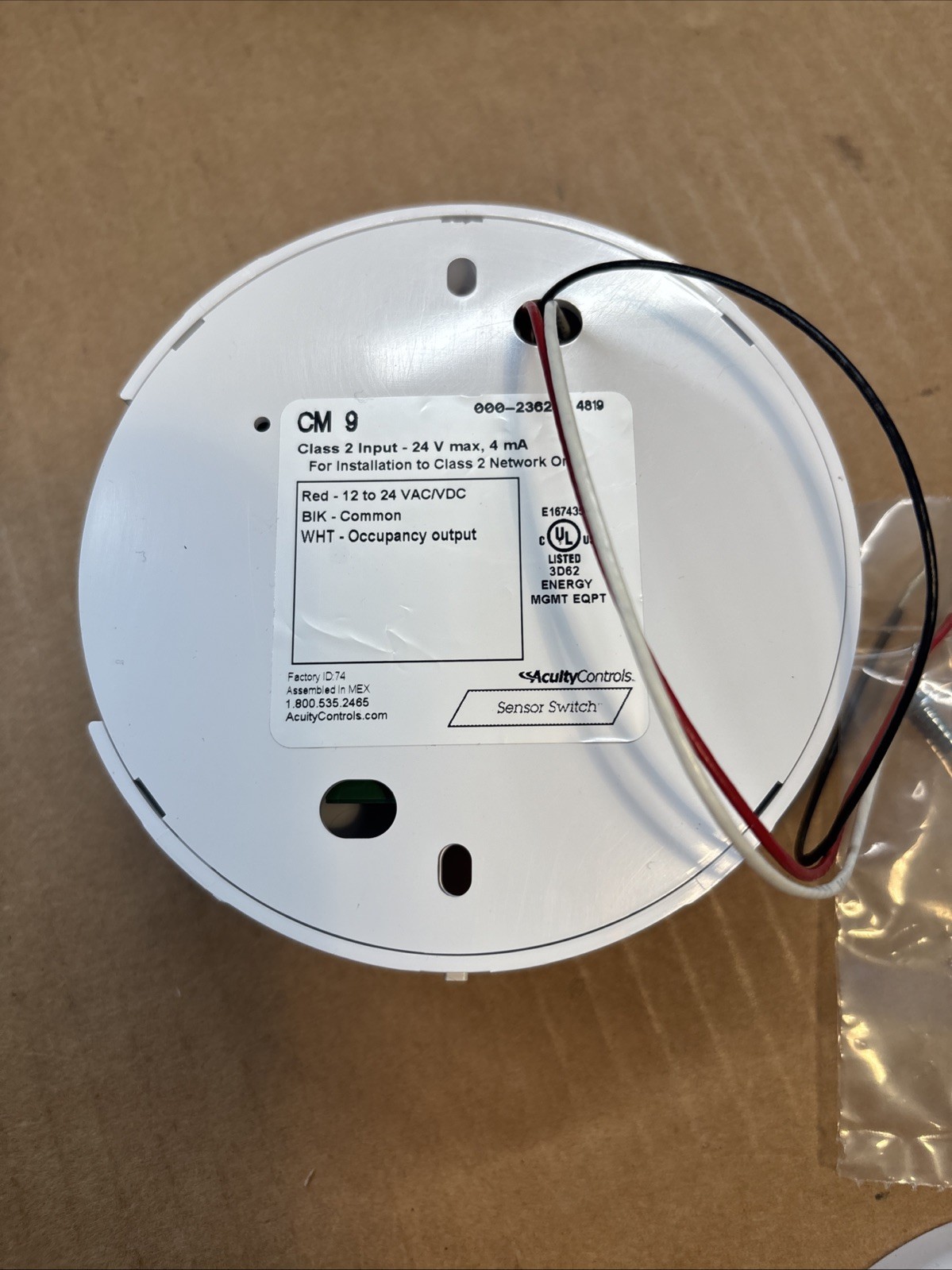 Acuity Controls CM 9 Standard Range 360 Degree Ceiling Mount Low Voltage PIR