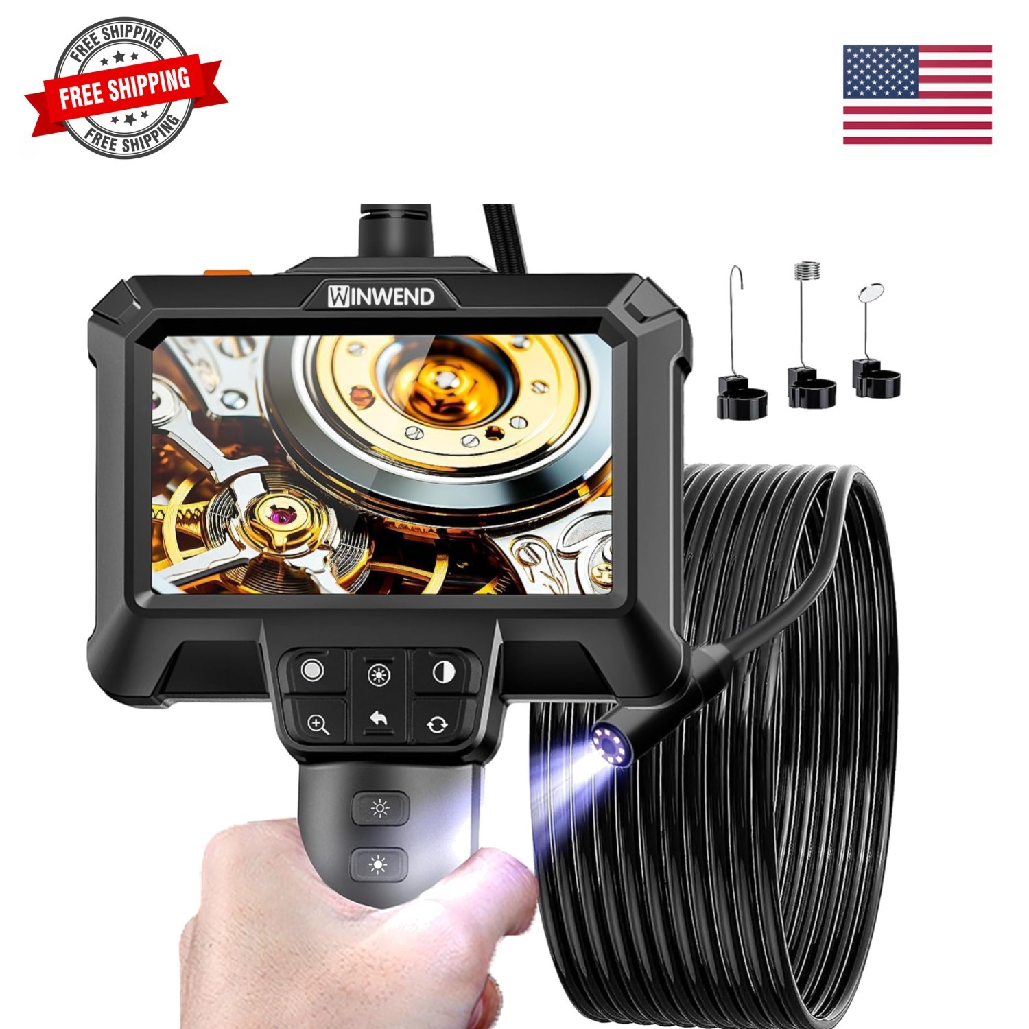 Endoscope Camera with Light -  Waterproof Borescope Camera with 8 Adjustable ...