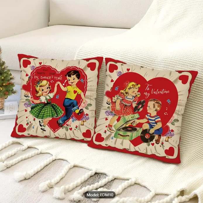 Valentines Day Pillow Cases Retro Style Classic Love Ships From California New