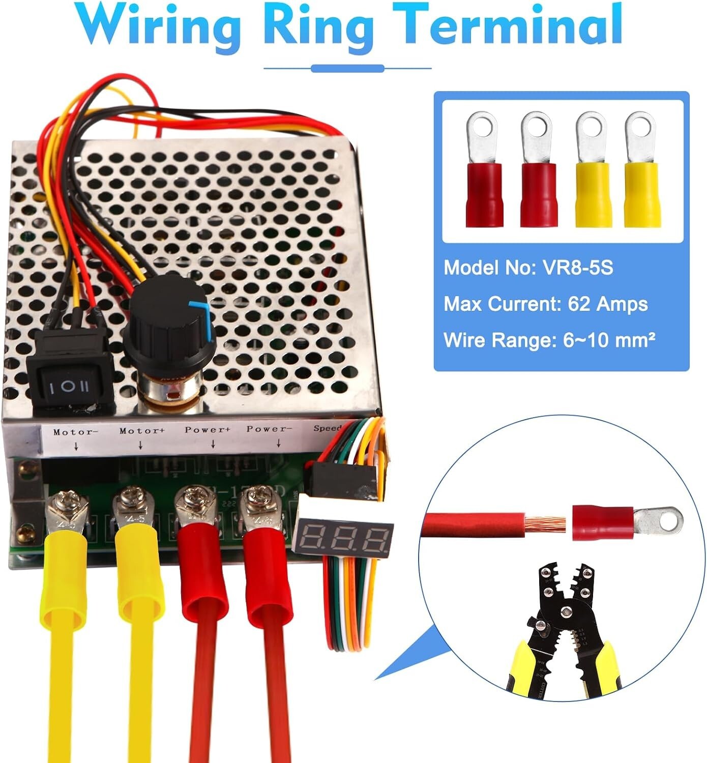PWM DC Motor Speed Controller 10V-55V 60A, LED Display, Forward-Reverse Switch