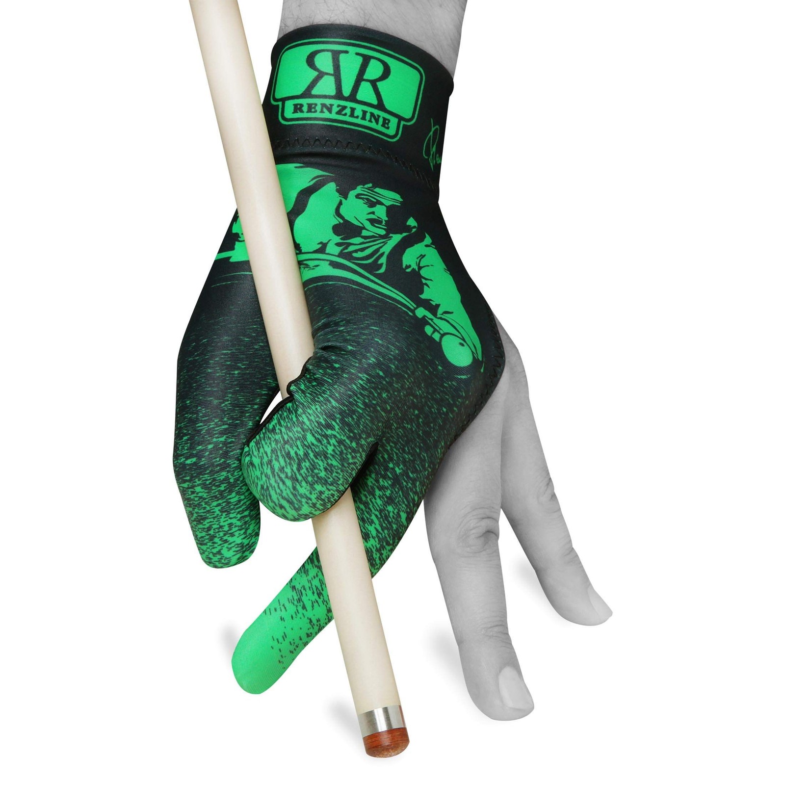 Renzline Pool CUE Glove Billiard Player - Green/Black - for Left Hand - One S...