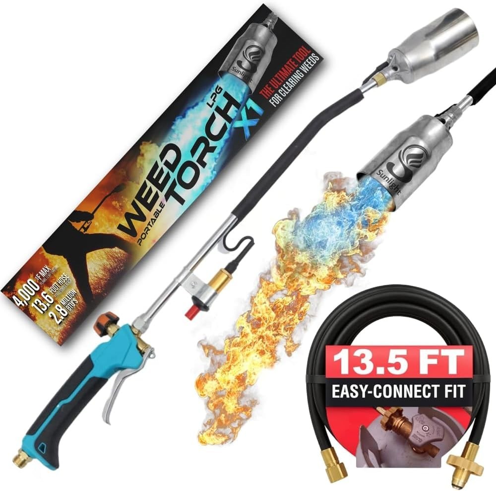 Propane Torch Weed Burner with 13 ft Hose, Adjustable Self Igniting Flamethrower