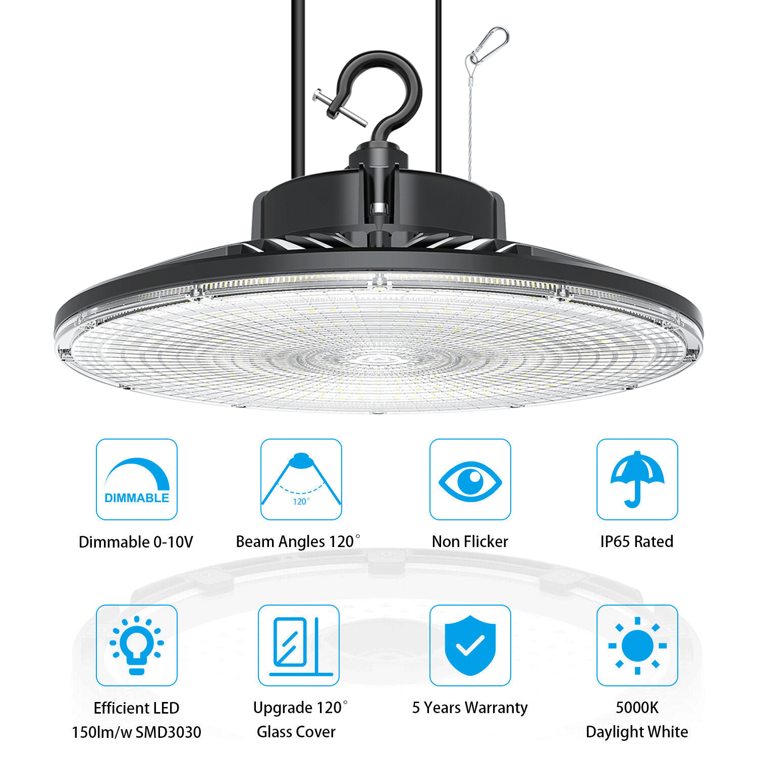 LED Warehouse Lights 480V 150W UFO High Bay Light Fixture Factory Shop GYM Lamp
