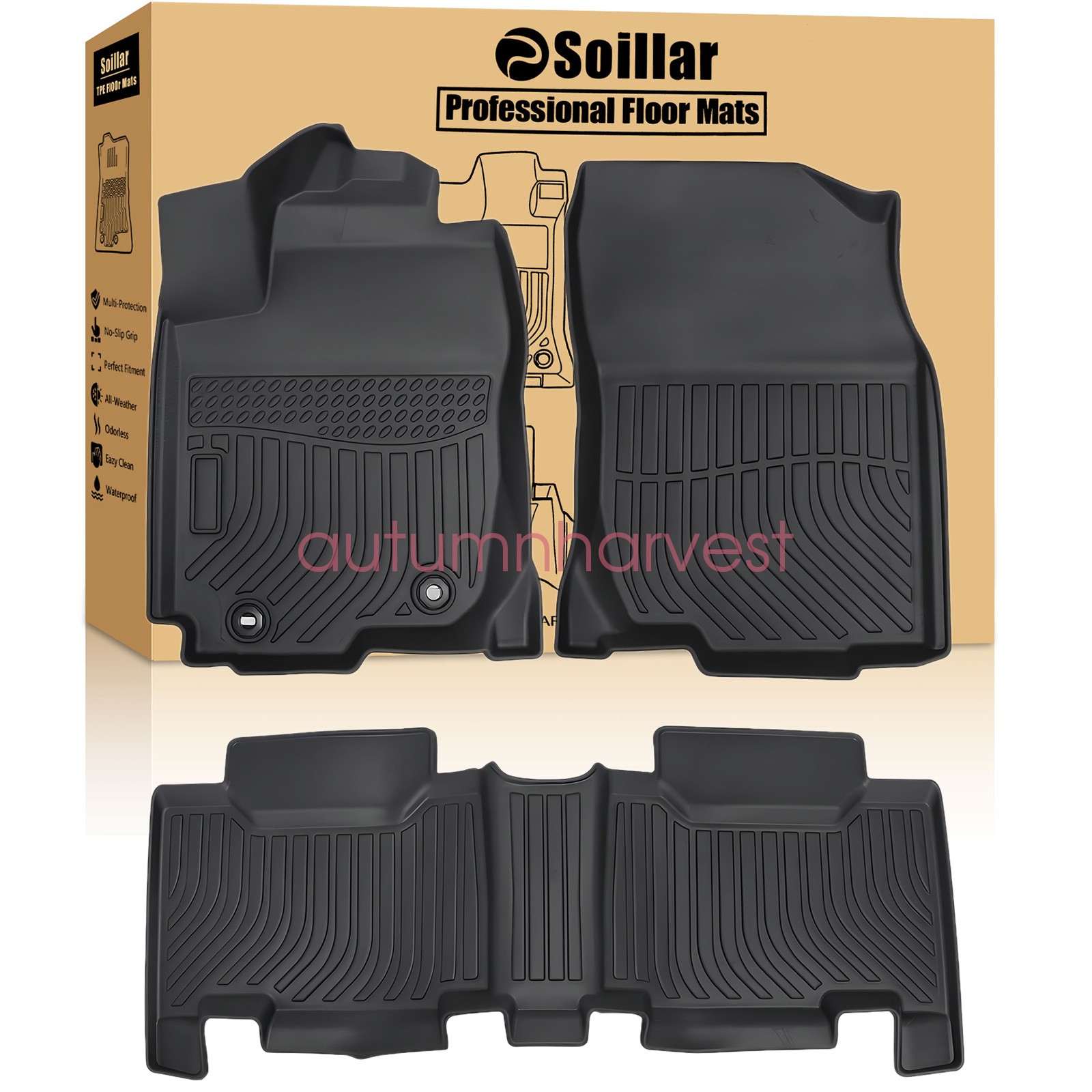 Floor Mats Liner 3D For 2013-2018 Toyota RAV4 4-Door Front-Rear All Weather TPE