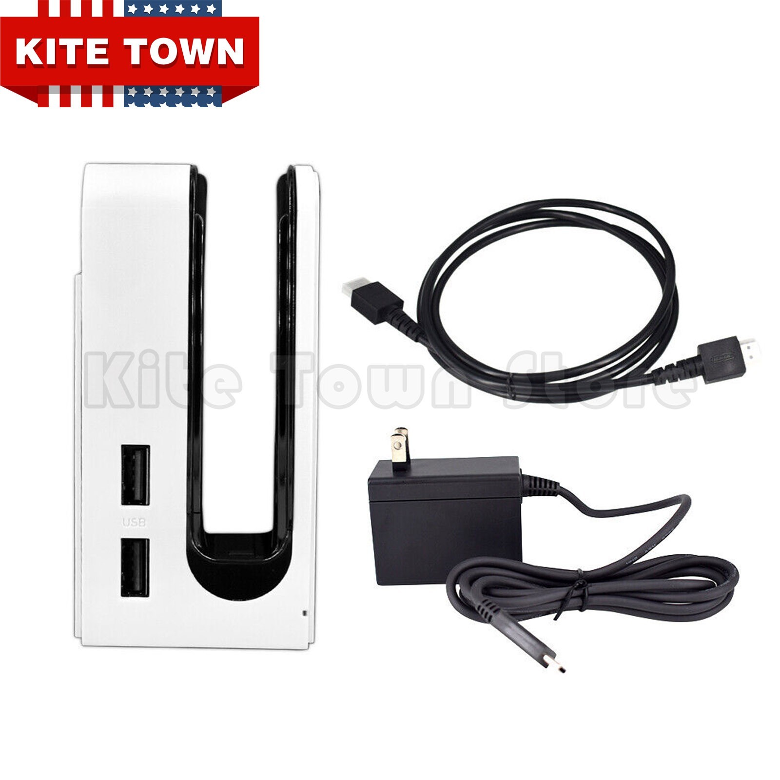 White Dock Station & Power Supply & HDMI Cable Set For Nintendo Switch OLED
