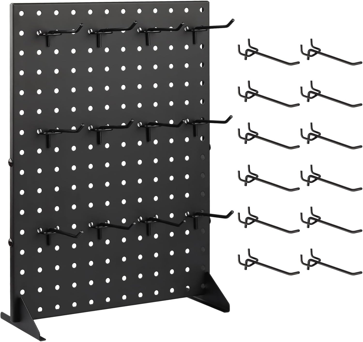 Pegboard Display Stand with 12 Hooks - Metal Rack for Craft Shows (17" X 13")