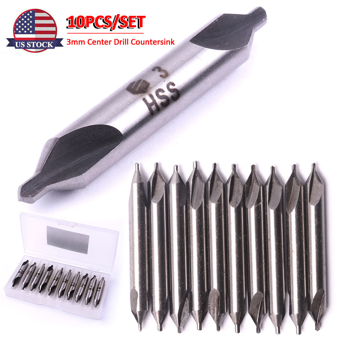 10x Center Drill Countersink 60° High Speed Angle Bit Tip Set Drilling Tool 3mm