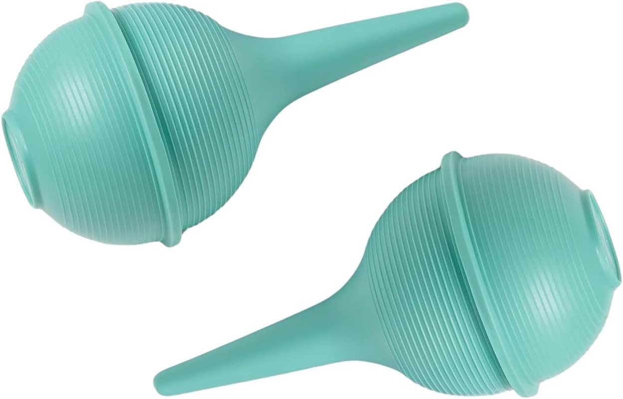 Baby Nasal Aspirator and Ear Wax Bulb Syringe, Green, 3 Oz, Pack of 2