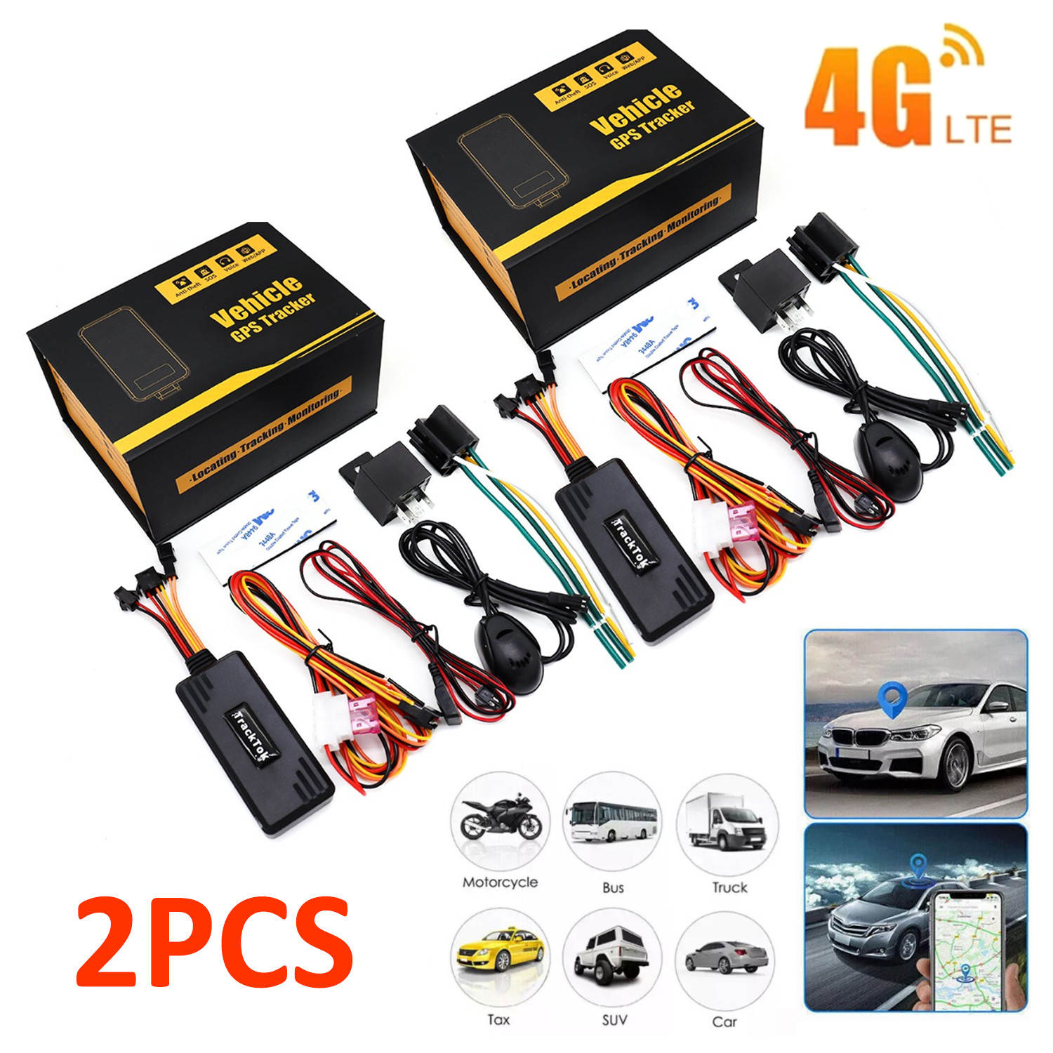 2PC Car GPS Tracker GSM GPRS Real Time Tracking Device Locator for Truck Vehicle