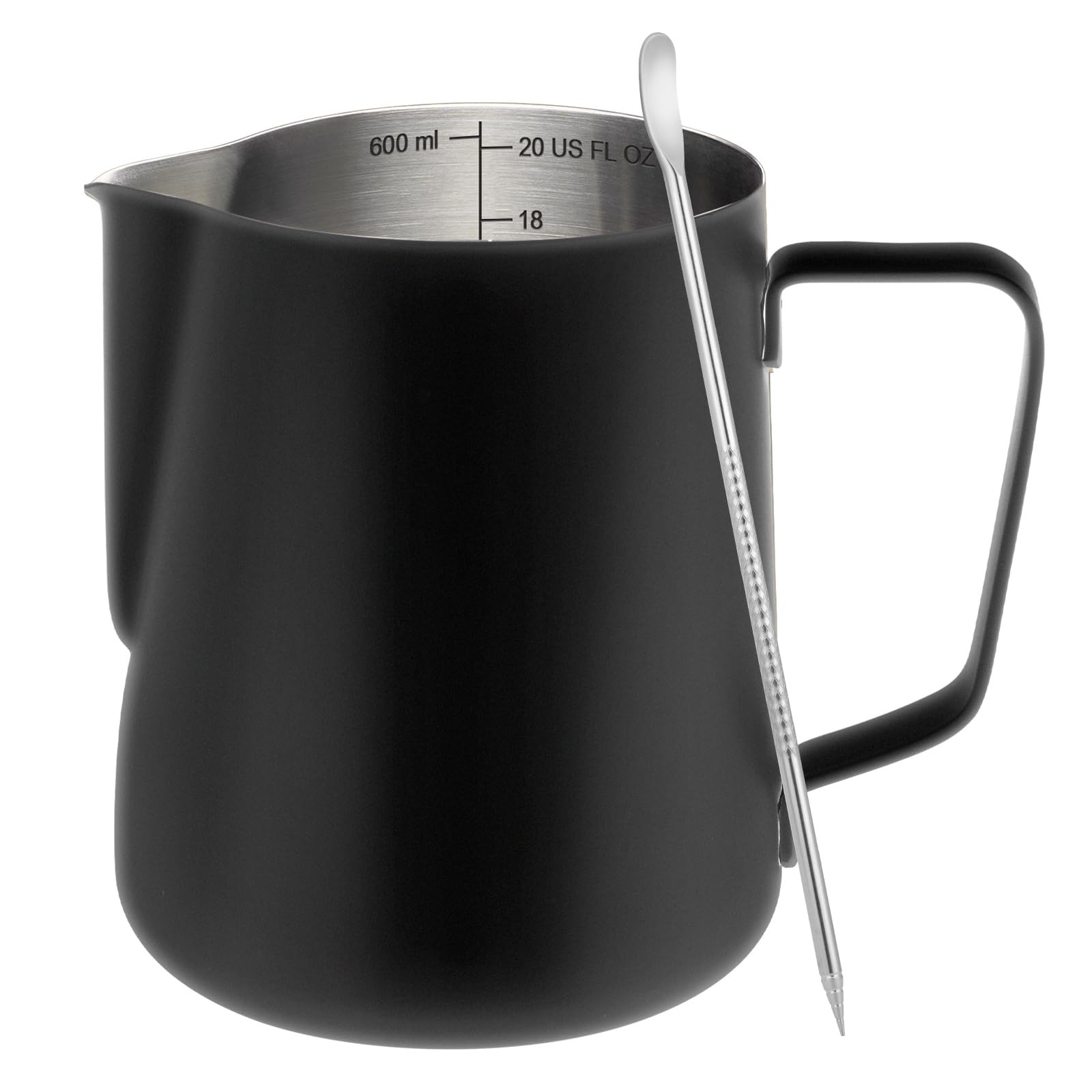 Milk Frothing Pitcher, 20oz Milk Frother Cup with Clear Scale, 304 Stainless ...