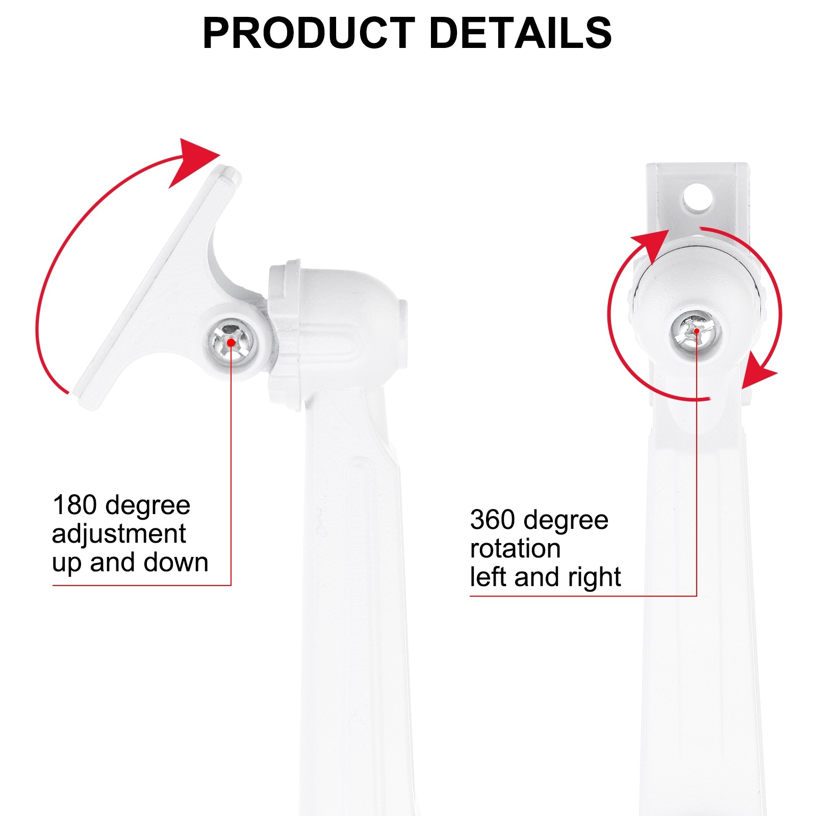 Security Camera Mounting 7.4" Universal CCTV IP Bracket Aluminum Alloy, White