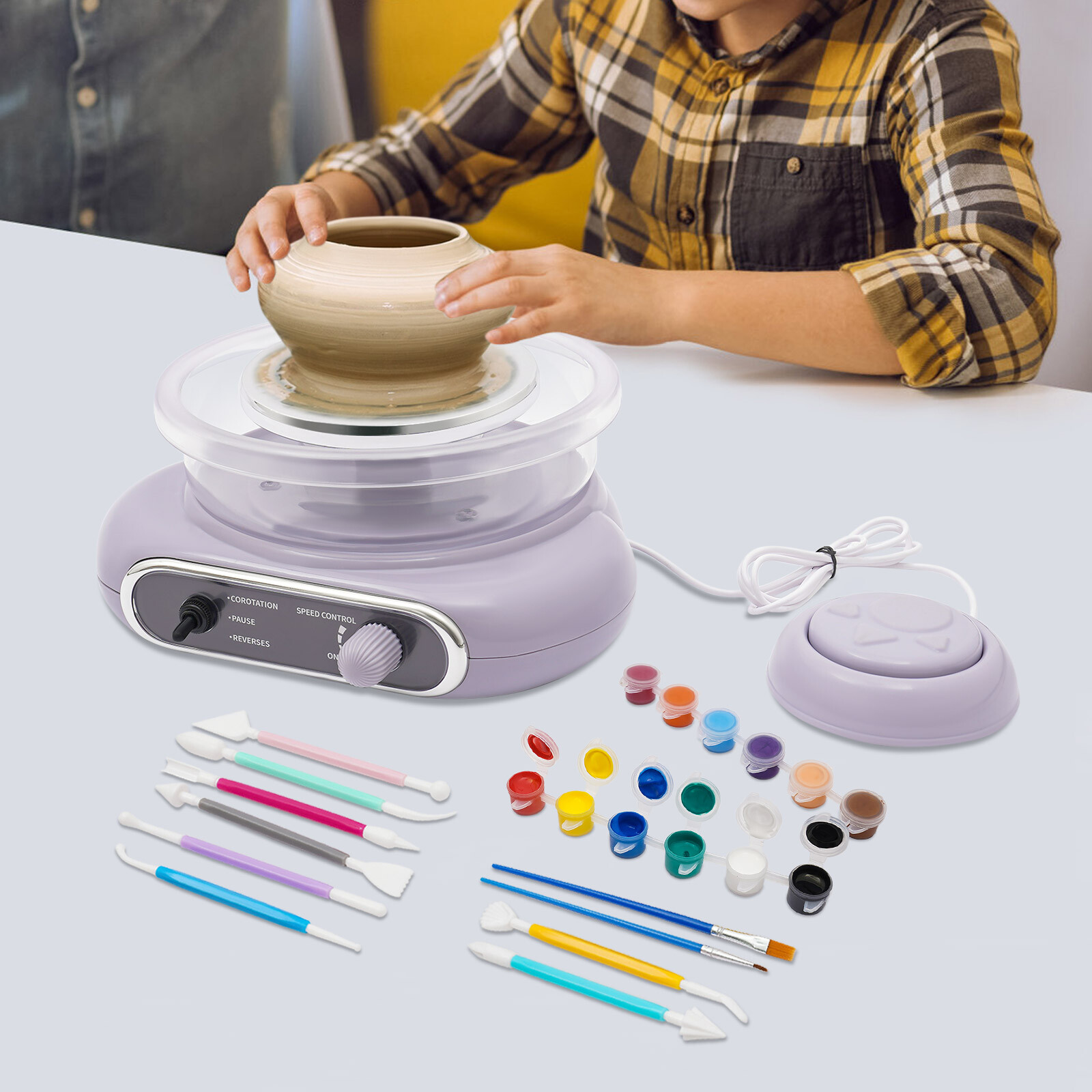 Electric Clay Make Pottery Machine Mini Pottery Wheel Machine Adjustable 200RPM