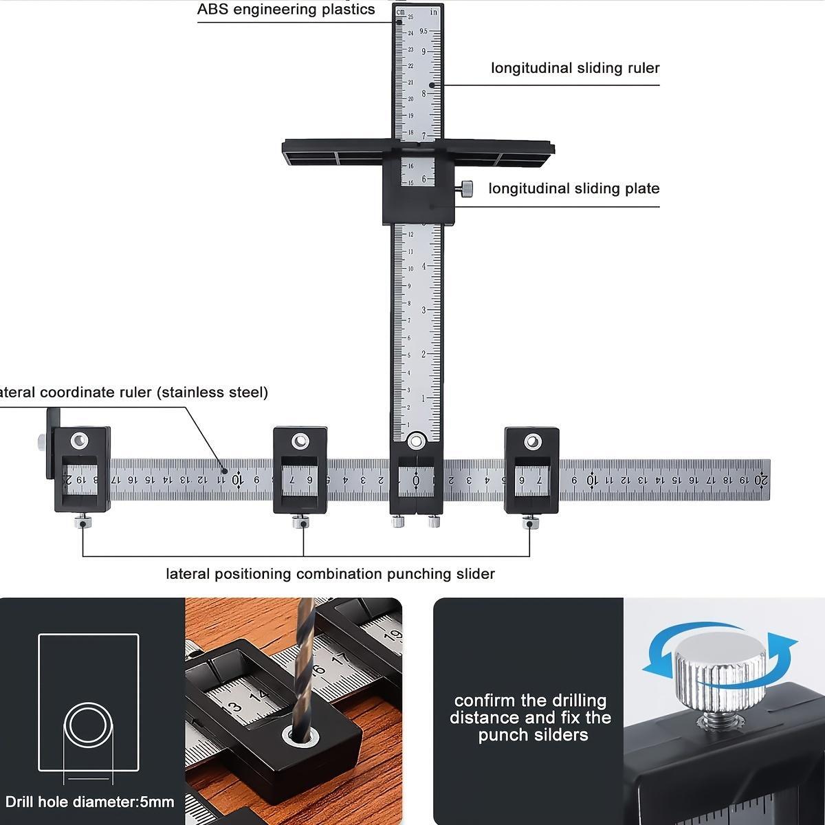 Cabinet Hardware Jig Tool, Wood Drilling Guide for Handles & Knobs, Black